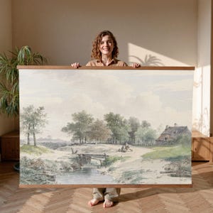 Rural Tranquility, Extra Large Wall Art, Oversized Wall Art, Vintage Wall Art Tapestry, Nature Wall Art, Living Room Wall Hanging Canvas,020