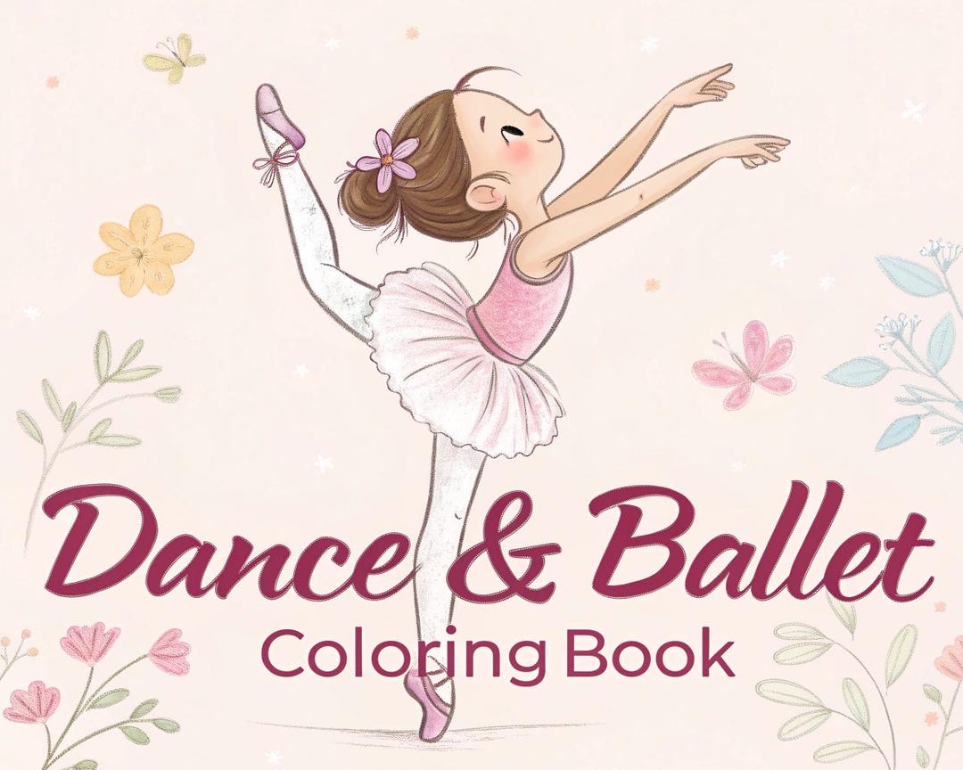 Dance & Ballet Coloring Book for Kids – 20 Printable A4 Pages | Digital ...