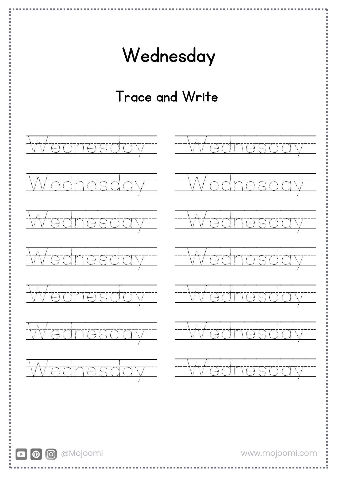 Printable Days Of The Week Worksheet Traceable Worksheet Etsy 570x454