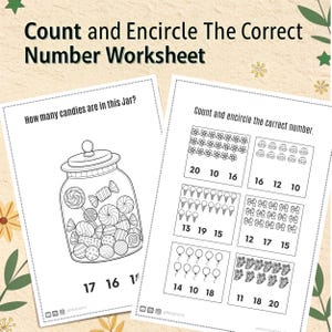 Count and Encircle Worksheets – 15 Pages of Number Counting & Recognition Practice for Kids