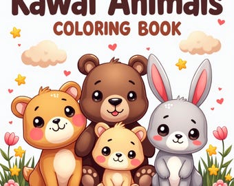 Kawaii Animals Coloring Book | Animal Coloring Pages for Kids and Adults | Printable PDF