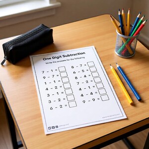 Basic subtraction exercises for early learners printable instant download PDF activity