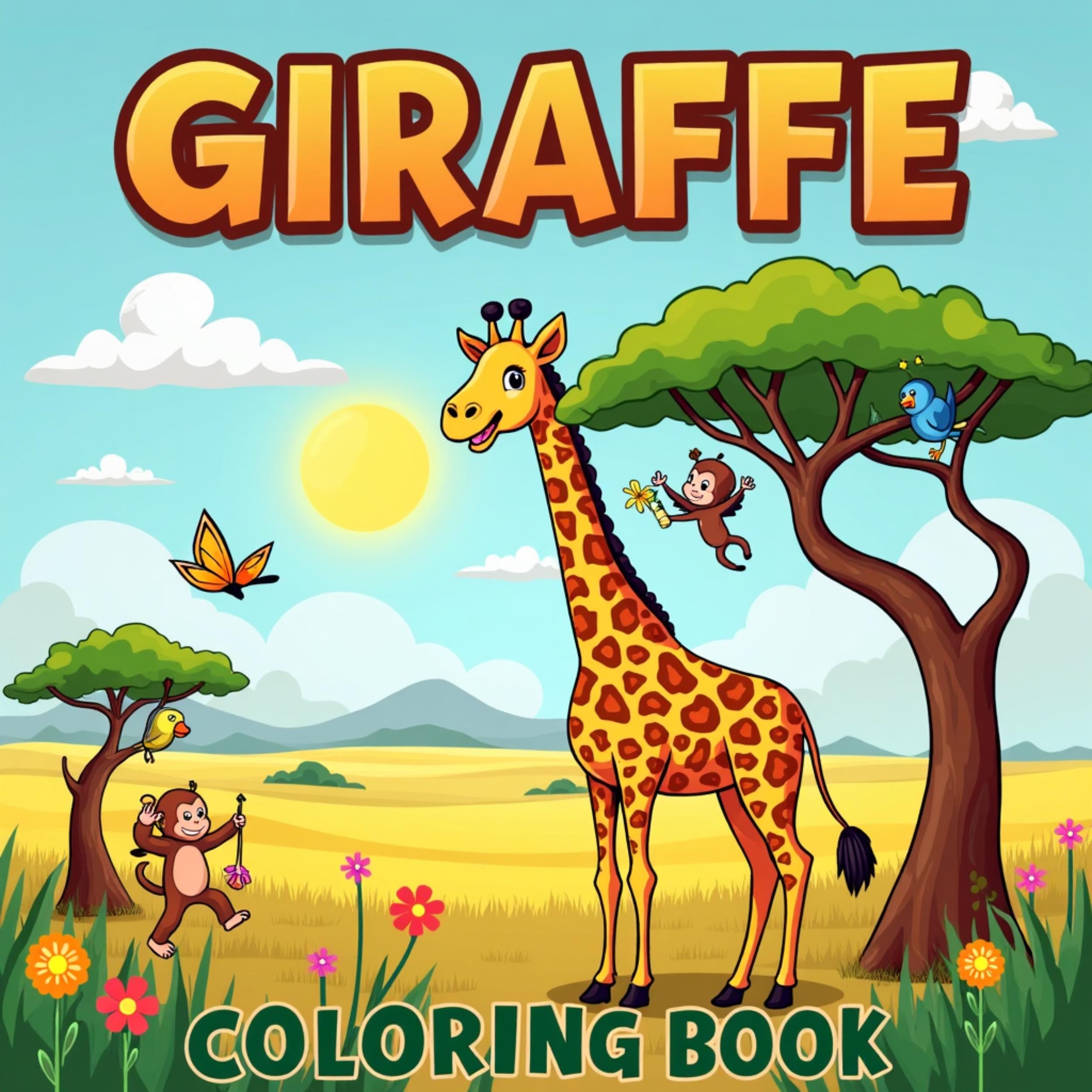 Giraffe Coloring Book: Safari Animal Doodles - Printable
