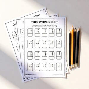 Simple subtraction practice sheet for preschoolers printable instant download PDF