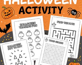 Halloween Activity 20 Pages for Kids| Printable Instant Digital Download PDF