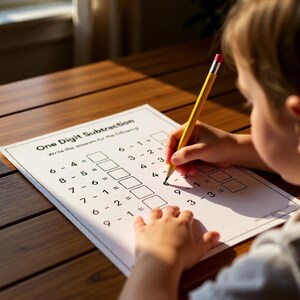 Math subtraction activity page for toddlers early learning printable instant download PDF