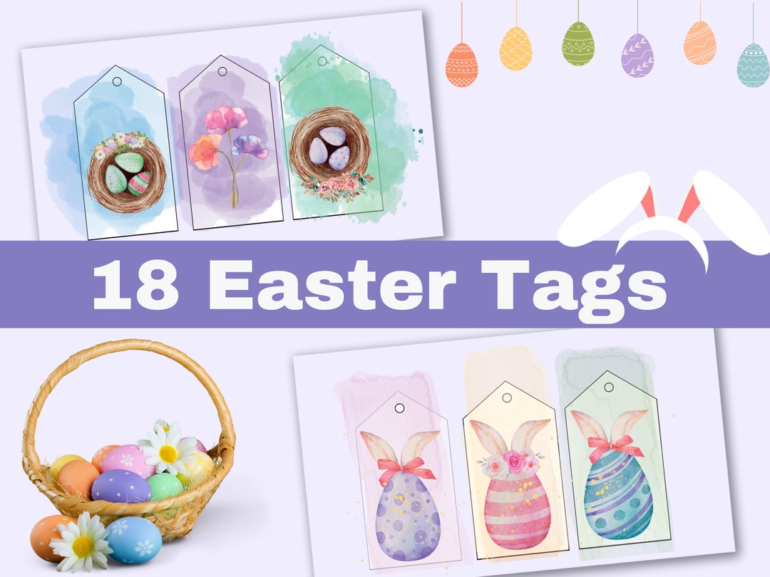 Spring Easter Tags Cute Printable Spring Easter Tags - 18 Unique Designs - Digital ...