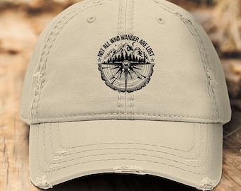 No todos los que vagan están perdidos. Gorra de béisbol vintage desgastada con diseño de brújula ajustable, ideal como regalo para hombres y mujeres.