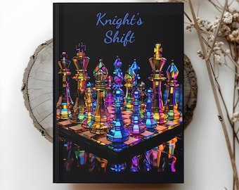 Iridescent Chess Journal – Luxury Black Notebook with Colorful Glass Chess Board Design