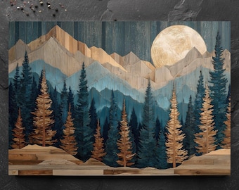 Rustic Mountain Forest Glass Cutting Board, Choice to Personalize Customize Name Date- Pine Trees Kitchen Decor Cheese Board Cabin Style
