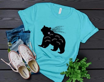 Bear Spirit Animal Tee: Feathered Wings, Spiritual Totem Shirt