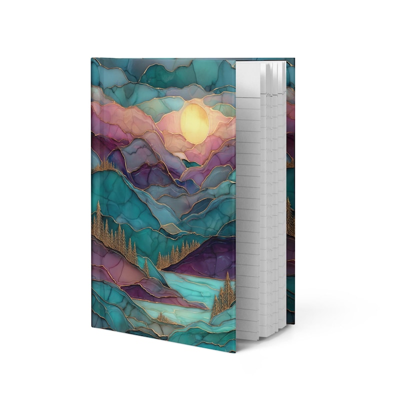Resin Style Mountain Landscape Journal Matte Hardcover Notebook for ...