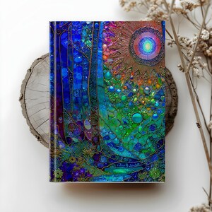 Vibrant Forest Sun Fantasy Hardcover Journal – Colorful Tree Art Notebook for Writing Notes, Goal Setting, and Creativity 150 Pgs 8"x5.75" image 2