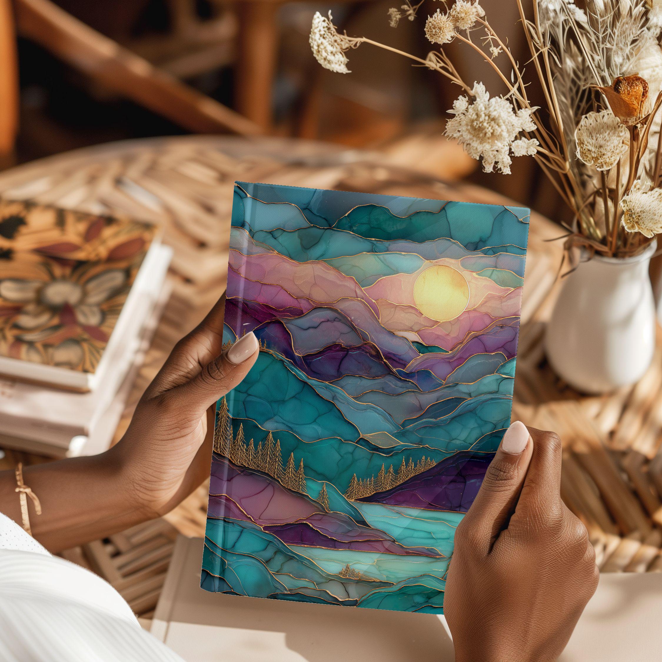 Resin Style Mountain Landscape Journal Matte Hardcover Notebook for ...