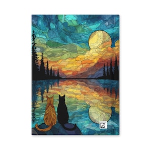 Stained Glass Cat Hardcover Journal – Two Cats at Sunset Notebook – Colorful Feline Artistic – Cozy Cat Lover Gift 150 Pgs 8"x5.75" image 9