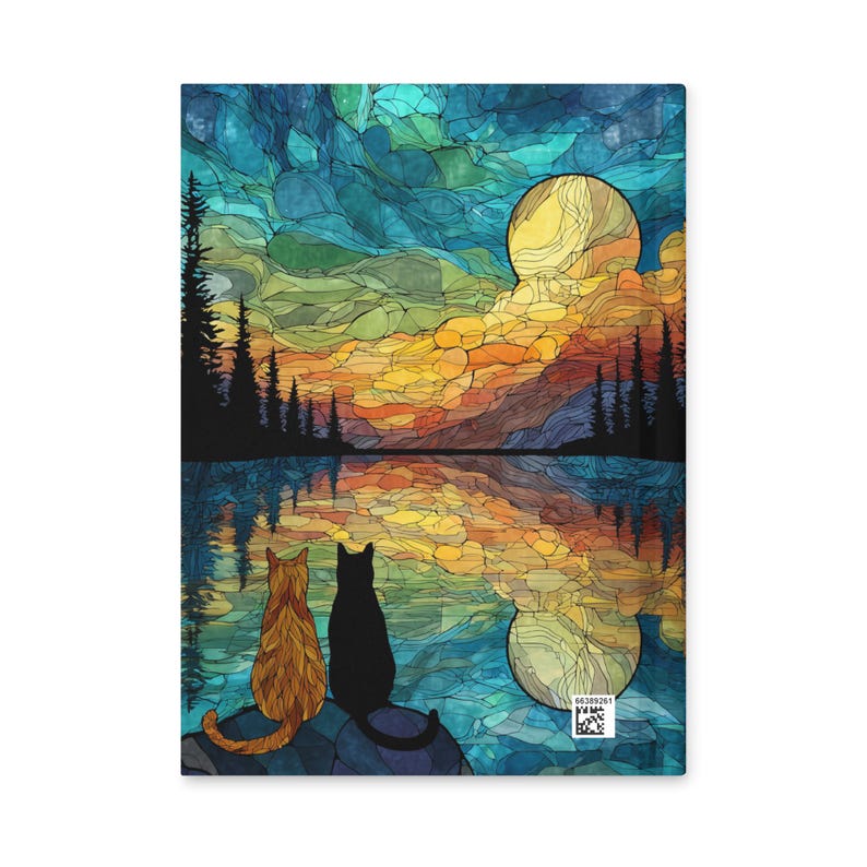 Stained Glass Cat Hardcover Journal – Two Cats at Sunset Notebook – Colorful Feline Artistic – Cozy Cat Lover Gift 150 Pgs 8"x5.75" image 9