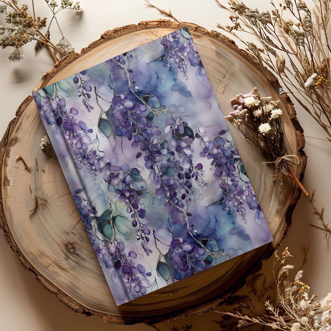 Violet Floral Vines Botanical Journal- Matte Hardcover Notebook for ...