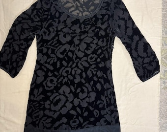 Vtg Juicy Couture Y2K Dress Black Devore Burnout Velvet Floral Silk Party Sz 4