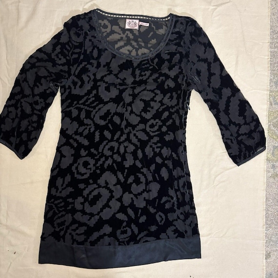 juicy couture black silk dress Juicy Couture Silk Feather Trim Dress (XS/S)