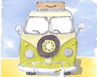 Fridge magnet, Green campervan