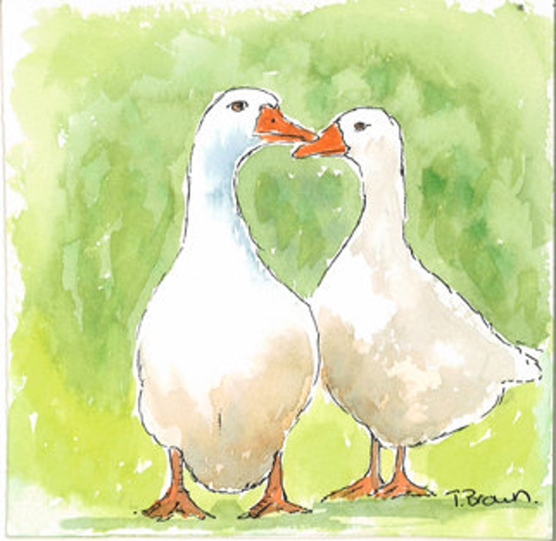 White geese greetings card image 1