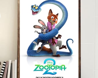 Póster de Zootopia 2 sin marco, impresión artística de la película animada, decoración de pared para habitación infantil, regalo para fans de Judy Hopps y Nick Wilde.