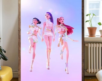 HUNTR/X Portrait Vertical Poster Unframed, Aesthetic Anime Character Wall Art, 2026 KPop Demon Hunter Print, Manga Fashion Decor