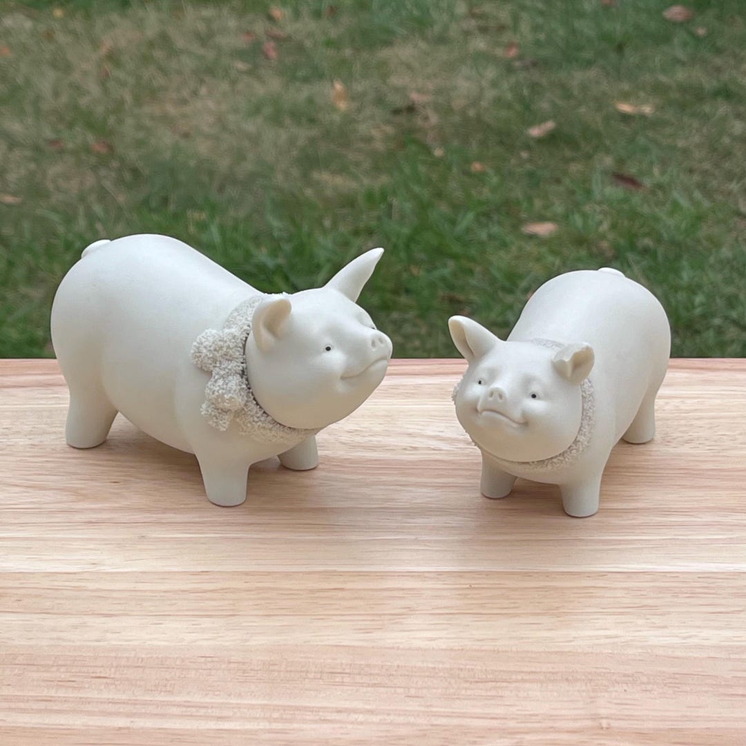 Vintage Dept 56 Snowbabies Easter Pigs Set, Bisque Porcelain Etsy