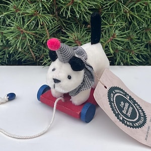 White Red And Blue String Along Mini Puppy Dog, Jody Battaglia Designed Collectible Toy, Boyds Bears & Friends, Independence Day