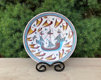 VTG Kutahya Turkiye Hand Made Ceramic Plate Artist Signed