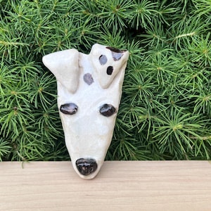 Vintage Handcrafted Pottery Stoneware Dog Sculpture | Paperweight | Wall Art