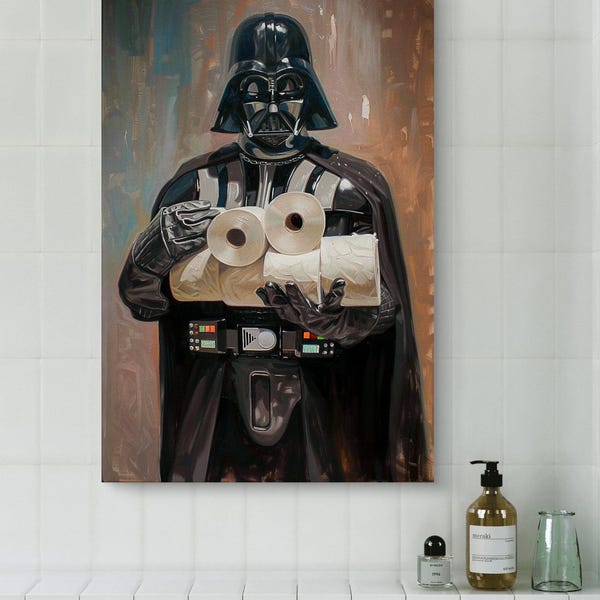 Funny Darth Vader Art Print | Star Wars Toilet Paper Poster | Humorous Bathroom Wall Decor | Pop Culture Fan Art | Funny Wall Art
