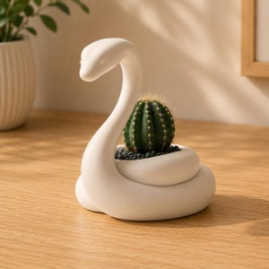Snake Succulent Planter, 3D Printed Serpent Plant Pot, Unique Cactus Holder, Gothic Botanical Decor, Reptile Lover Gift, Desk Accent