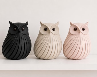 Japanese Owl Decor, Minimalist Owl Sculpture, Modern Nordic Home Decor, Zen Shelf Accent, Scandinavian Style Ornament Owl Figurine