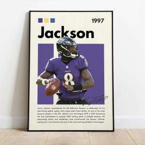 Lamar Jackson Poster |Baltimore Ravens| Sport Poster| Football | NFL wall art| NFL poster | Bedroom Sport Decor |Ravens Football Team