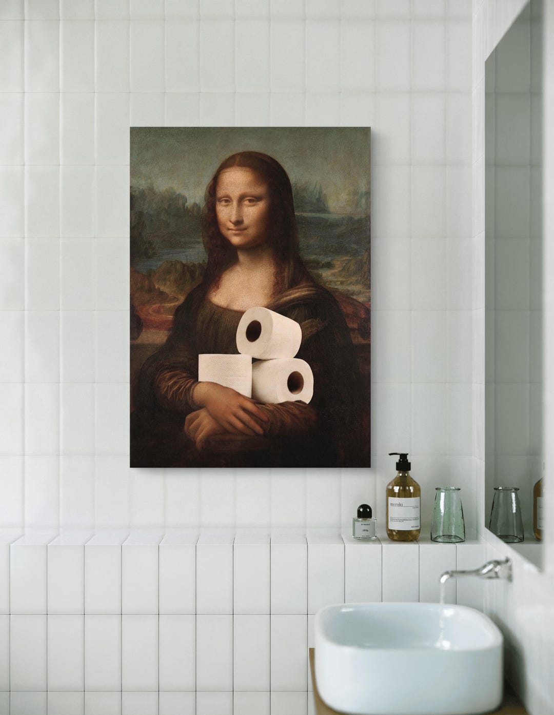 Funny Mona Lisa Print | Toilet Paper Art | Humorous Bathroom Decor ...