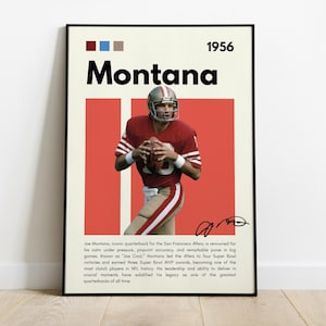 Joe Montana Poster |San Francisco 49ers| Sport Poster| Football | NFL wall art| NFL poster Bedroom Sport Decor| Man&#39;s Cave| NFL team poster