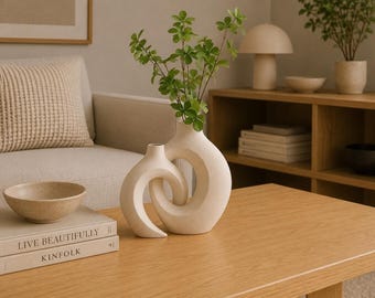 Modern Vase Set, 3D Printed Vase Set, Minimalist Home Decor, Abstract Vase, Boho Decor, Japandi Decor, Shelf Decor, Japanese Decor