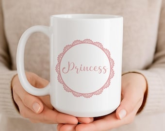 Princess Cute Clay Ceramic Mug Soft Girly Love, Tea Cup Coffee Mug, Gift For Her