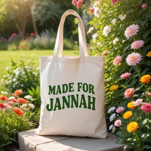 Made for Jannah Cotton Tote Bag: Islamic Muslim Inspire Faith Quote Art