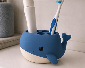 Artisan 3D Printed Toothbrush Stand, Hand-Painted Bathroom Vanity Organizer, Unique Sculptural Single Toothbrush Holder
