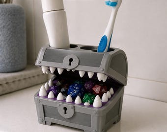 Mimic Toothbrush Holder - Hand Painted 3D Printed Gaming Bathroom Decor