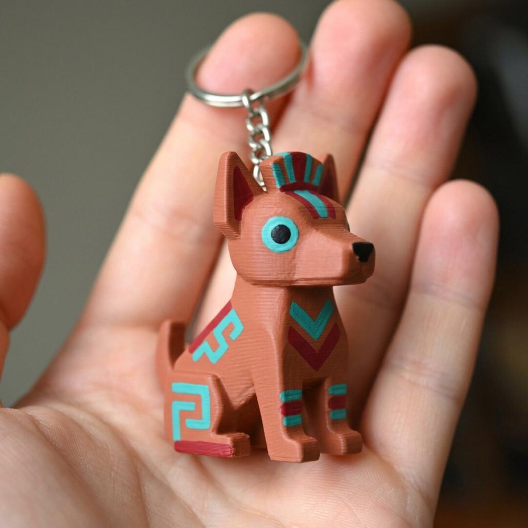 Aztec Xoloitzcuintli Guardian Keychain, Hand-painted Ancient Messenger ...