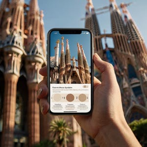 7-tägiger Barcelona Reiseplaner, Barcelona Reiseführer, Spanien Reiseplaner, Essen & Architektur, bearbeitbare Canva Vorlage