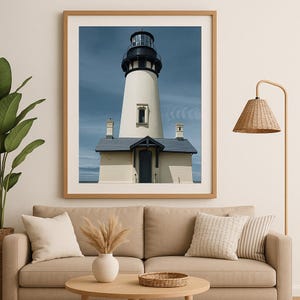 Yaquina Head Lighthouse Wall Art – Oregon Coast Photography Print, Nautical Digital Download, Coastal Home Decor