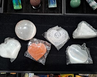 Large Selenite Hearts, Pyramid or Sphere
