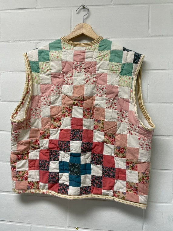 Upcycled Quilt Vest, Adult L/XL, Fits Boxy, Tie-front