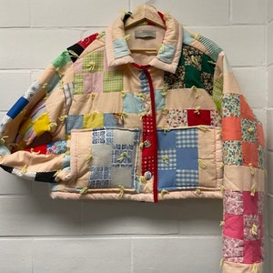 Upcycled Quilt Coat, Adult Crop Length, L/XL