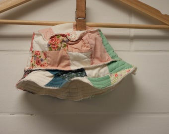 Infant 0-6 month Baby Up-cycled Quilt Bucket Hat