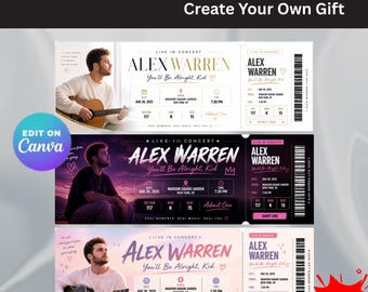 Angepasste Alex Warren Konzertkarten-Vorlage, Überraschungshöhe (Digitaler Download)